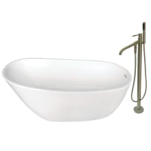 Aqua Eden 59" Free Standing Acrylic Soaking Tub with Tub Filler, Reversible Drain, Drain Assembly, and Overflow