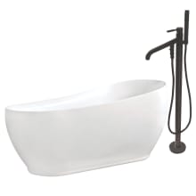 Aqua Eden 71" Free Standing Acrylic Soaking Tub with Tub Filler, Reversible Drain, Drain Assembly, and Overflow