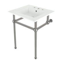 Addington 25-3/16" Rectangular Ceramic Console Bathroom Sink with Overflow and 3 Faucet Holes at 8" Centers