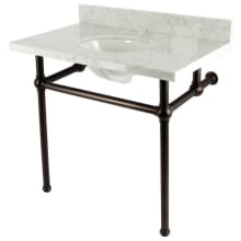 Addington 36" Rectangular Marble Console Bathroom Sink with Overflow and 3 Faucet Holes at 8" Centers