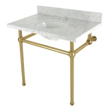 Addington 36" Rectangular Marble Console Bathroom Sink with Overflow and 3 Faucet Holes at 8" Centers