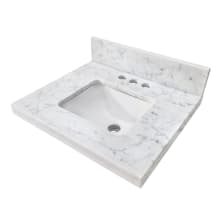 Edwardian 19" Rectangular Brass, Marble Console Bathroom Sink with Overflow and 3 Faucet Holes at 4" Centers