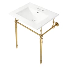 Edwardian 24" Single Basin Console Sink Set with Ceramic Vanity Top and 4" Faucet Centers