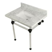 Templeton 30" Rectangular Marble Wall Mounted Bathroom Console with Legs and 3 Faucet Holes at 8" Centers