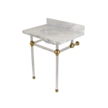 Templeton 30" Oval Marble Wall Mounted Bathroom Console with Legs and 3 Faucet Holes at 8" Centers