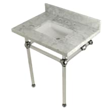 Templeton 30" Rectangular Marble Wall Mounted Bathroom Console with Legs and 3 Faucet Holes at 8" Centers