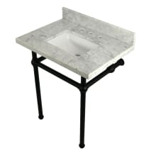 Templeton 30" Wall Mounted Marble Lavatory Console with Brass Console Stand