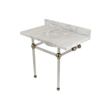 Templeton 36" Oval Marble Wall Mounted Bathroom Console with Legs and 3 Faucet Holes at 8" Centers