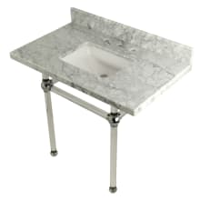 Templeton 36" Rectangular Marble Wall Mounted Bathroom Console with Legs and 3 Faucet Holes at 8" Centers