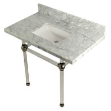 Templeton 36" Rectangular Marble Wall Mounted Bathroom Console with Legs and 3 Faucet Holes at 8" Centers