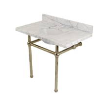 Templeton 36" Rectangular Brass, Ceramic, Marble Console Bathroom Sink with Overflow and 3 Faucet Holes at 8" Centers