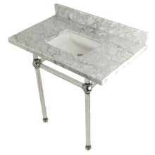 Templeton 36" Rectangular Marble Wall Mounted Bathroom Console with Legs and 3 Faucet Holes at 8" Centers