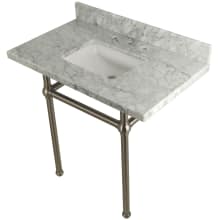 Templeton 36" Wall Mounted Marble Lavatory Console with Brass Console Stand