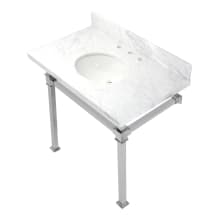 Monarch 22" Wall Mounted Oval Marble Lavatory Console with Stainless Steel Console Stand