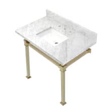 Monarch 22" Wall Mounted Rectangular Marble Lavatory Console with Stainless Steel Console Stand