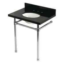 Dreyfuss 30" Rectangular Granite, Stainless Steel Console Bathroom Sink with Overflow and 3 Faucet Holes with 8" Centers