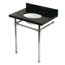 Dreyfuss 30" Rectangular Granite, Stainless Steel Console Bathroom Sink with Overflow and 3 Faucet Holes with 8" Centers