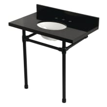 Dreyfuss 36" Rectangular Granite, Stainless Steel Console Bathroom Sink with Overflow and 3 Faucet Holes with 8" Centers