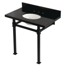 Monarch 36" Rectangular Granite, Stainless Steel Console Bathroom Sink with Overflow and 3 Faucet Holes with 8" Centers