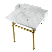 Pemberton 30" Single Rectangular Basin Console Sink Set with Marble Vanity Top and 35" Base