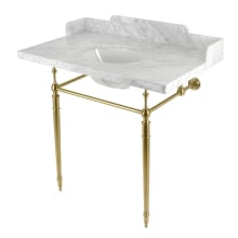 Habsburg 36" Rectangular Brass, Marble Console Bathroom Sink with Overflow and 3 Faucet Holes at 8" Centers