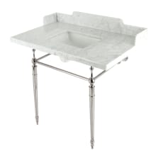 Habsburg 36" Rectangular Brass, Marble Console Bathroom Sink with Overflow and 3 Faucet Holes at 8" Centers
