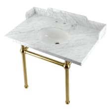 Pemberton 36" Single Oval Basin Console Sink Set with Marble Vanity Top and 35" Base