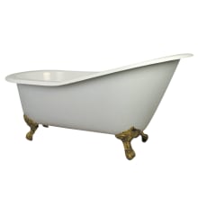 Aqua Eden 61" Clawfoot Cast Iron Soaking Tub with Reversible Drain, and Overflow