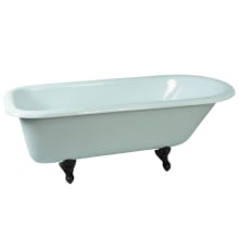 Aqua Eden 66" Clawfoot Cast Iron Soaking Tub with Reversible Drain, and Overflow