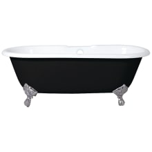 Aqua Eden 66" Clawfoot Cast Iron Soaking Tub with Center Drain, and Overflow