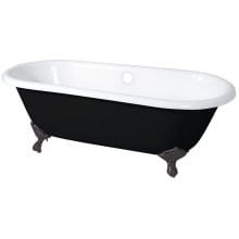 Aqua Eden 66" Clawfoot Cast Iron Soaking Tub with Center Drain, and Overflow