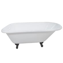 Aqua Eden 54" Clawfoot Cast Iron Soaking Tub with Reversible Drain, and Overflow