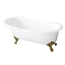 Tazatina 57" Clawfoot Cast Iron Soaking Tub with Reversible Drain, and Overflow