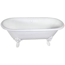 Aqua Eden 72" Clawfoot Cast Iron Soaking Tub with Center Drain, and Overflow