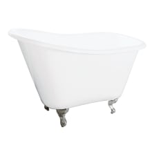 Aqua Eden 51" Clawfoot Cast Iron Soaking Tub with Reversible Drain, and Overflow