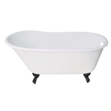 Aqua Eden 53" Clawfoot Cast Iron Soaking Tub with Reversible Drain, and Overflow