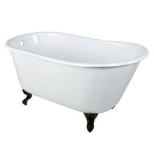 Aqua Eden 53" Clawfoot Cast Iron Soaking Tub with Reversible Drain, and Overflow