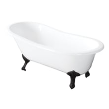 Aqua Eden 54" Clawfoot Cast Iron Soaking Tub with Reversible Drain, and Overflow