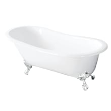Tazatina 54" Clawfoot Cast Iron Soaking Tub with Reversible Drain, and Overflow