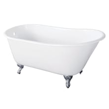 Onamia 57" Clawfoot Cast Iron Soaking Tub with Reversible Drain, and Overflow