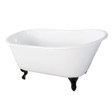 Onamia 57" Clawfoot Cast Iron Soaking Tub with Reversible Drain, and Overflow