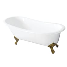 Tazatina 57" Clawfoot Cast Iron Soaking Tub with Reversible Drain, and Overflow