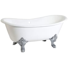 Aqua Eden 67" Clawfoot Cast Iron Soaking Tub with Center Drain, and Overflow