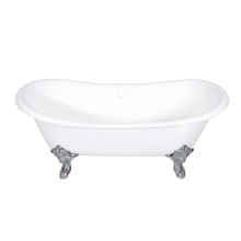 Aqua Eden 72 Clawfoot Cast Iron Soaking Tub with Center Drain, and Overflow