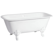 Aqua Eden 67" Clawfoot Cast Iron Soaking Tub with Center Drain, and Overflow