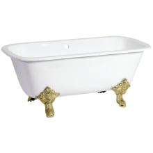 Aqua Eden 67" Clawfoot Cast Iron Soaking Tub with Center Drain, and Overflow