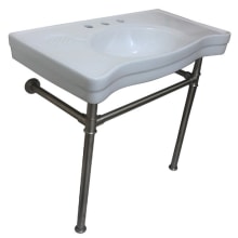 Imperial 35-13/16" Vitreous China Wall Mounted Console Bathroom Sink with Stainless Steel Legs