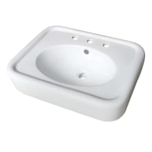 Robert 25-9/16" Rectangular Porcelain Console Bathroom Sink Only with Overflow and 3 Faucet Holes at 8" Centers