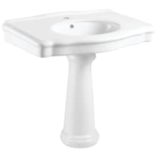 Sovereign 34-7/16" Rectangular Ceramic Pedestal Bathroom Sink with Overflow and Single Faucet Hole