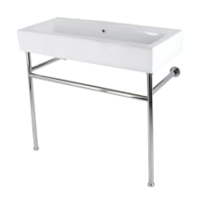 New Haven 39-3/8" Rectangular Ceramic, Stainless Steel Console Bathroom Sink with Overflow